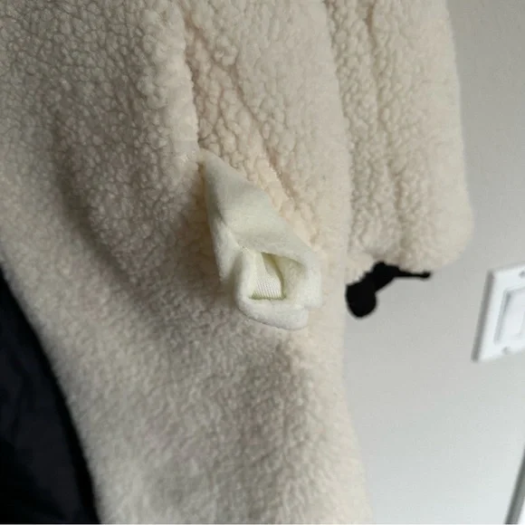 NVLT Anthropologie cream sherpa fleece longline jacket w/ faux leather accent - Picture 8 of 12